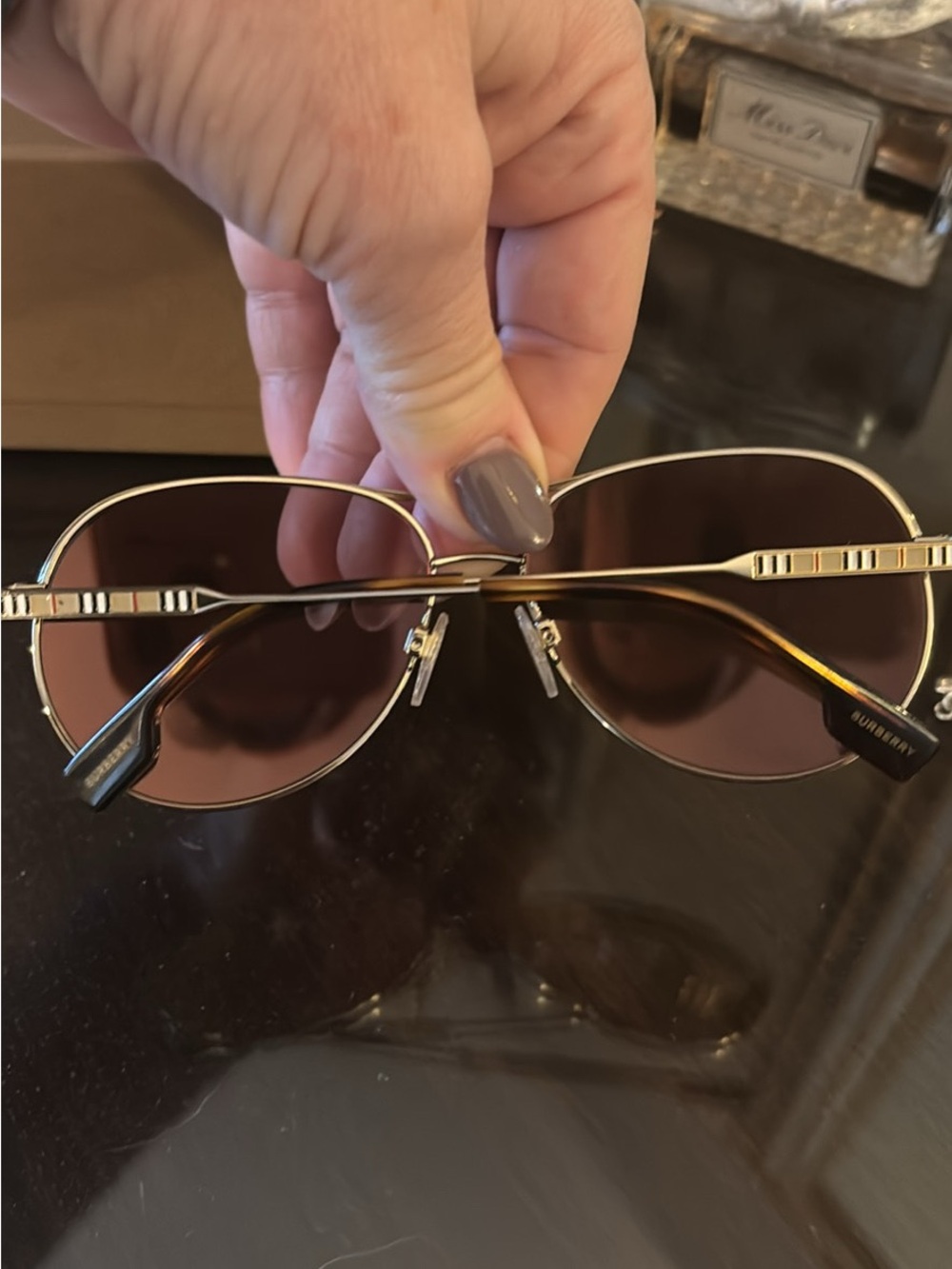 Burberry Brown and Tan Branded Sunglasses Case with Card - Picture 3 of 9
